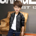 Autumn Boys Letter Printing Leather Black Jacket Kids Stylish Windproof Jacket Coat